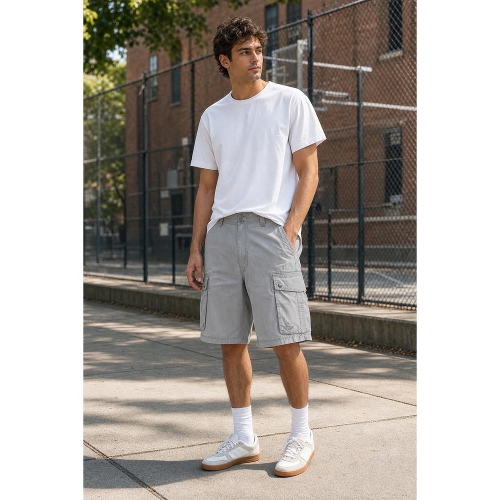 Adidas Originals Cargo Shorts Men's 38 Gray Trefoil Utility Streetwear